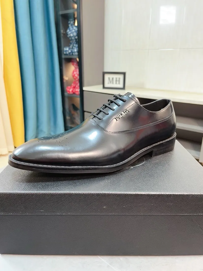 Men's shoes 💰540🌹🌹【PRADA Leather Shoes】Top purchasing agent Original imported Italian custom cowhide leather surface, fully imported water-dyed breathable cowhide lining, original factory special molded sole super comfortable, size: 38-44